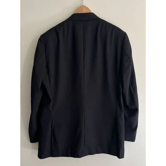LKNEW CANALI Mens Dinner Jacket Size 44R XL navy woven 100% wool two button